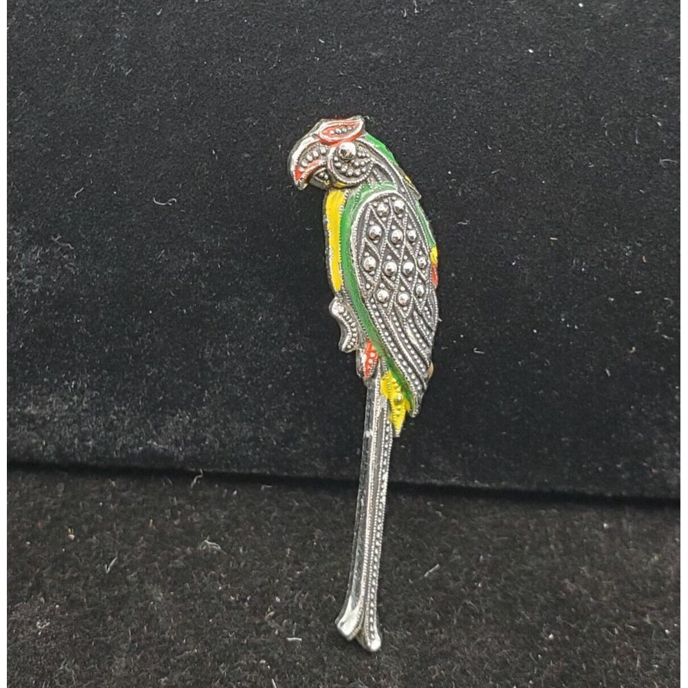 Vintage Parrot Stamped Germany Brooch Pin Looks‎ Old Nice Colors